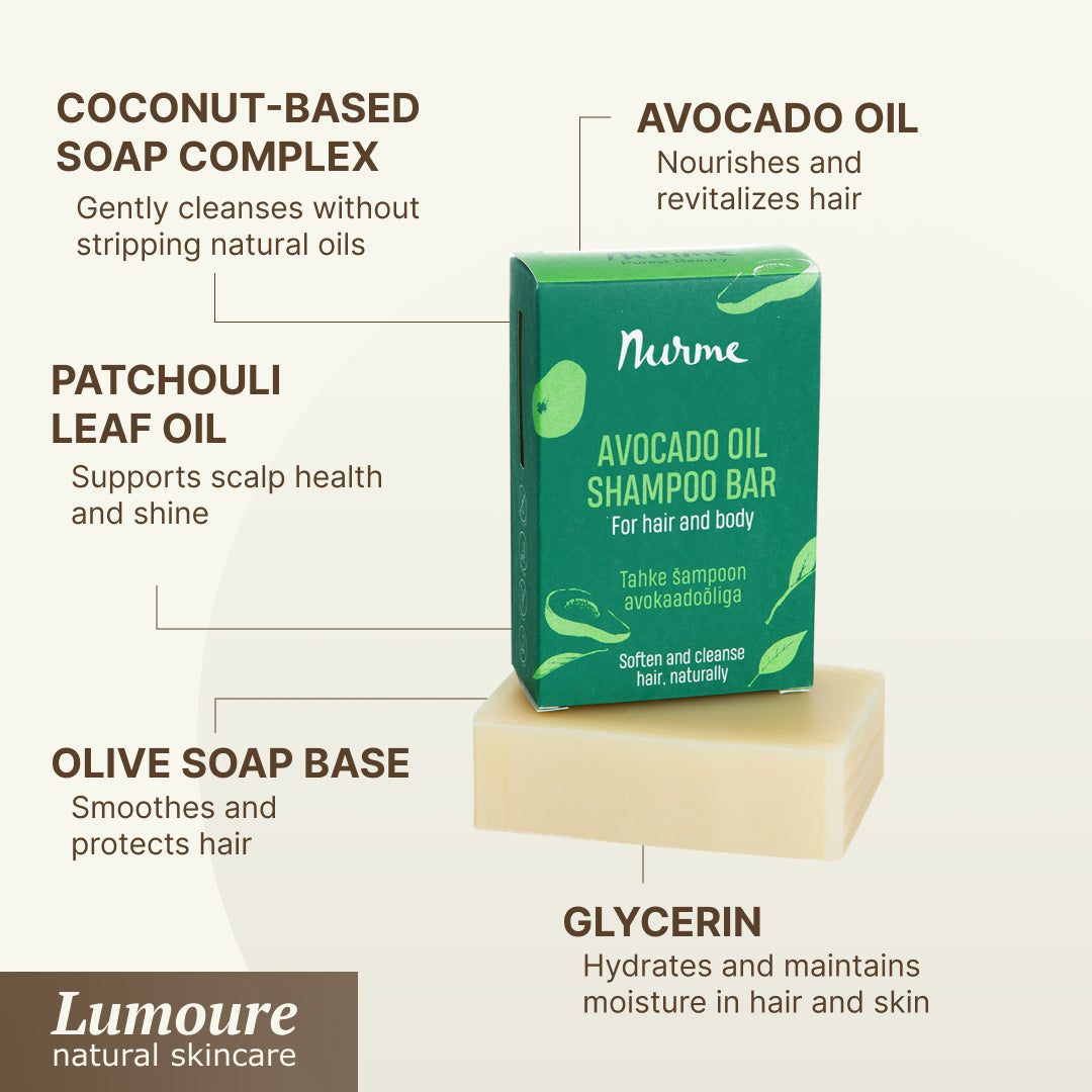 Avocado Oil Shampoo Bar – All Hair Types, 100g